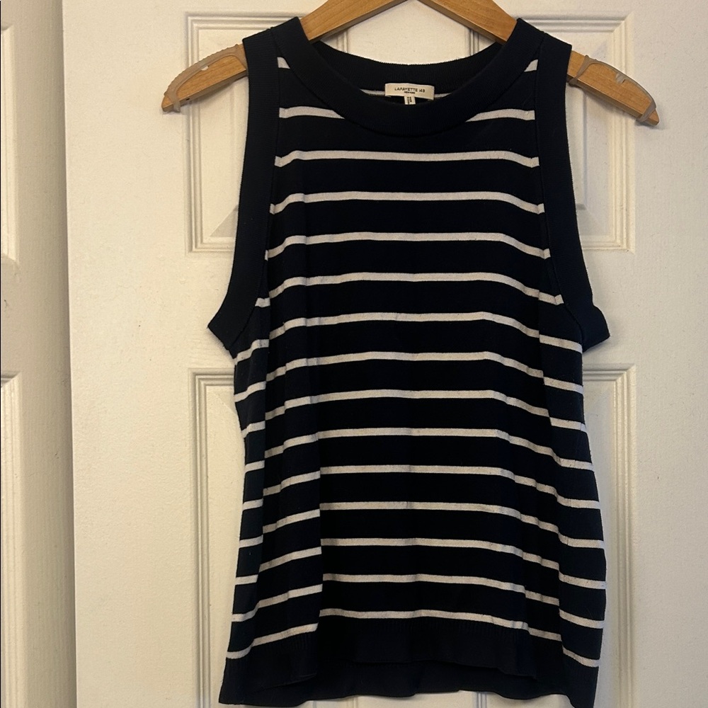 Lafayette 148 New York Navy and White Striped Tank Top